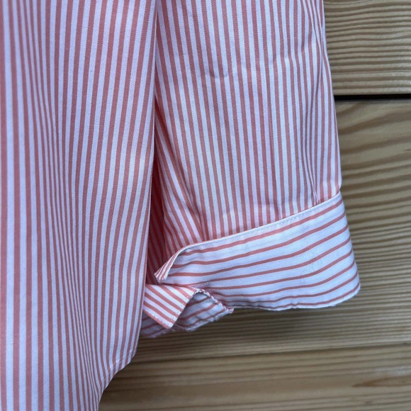 Chicos 3 XL Shirt Orange White Stripe Tie Waist Contrast Cuff Cotton B83 - Picture 10 of 11